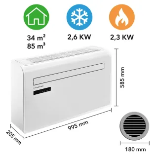 Стенен климатик WiFi TROTEC PAC-W 2650 SH/ с дистанционно/ 1kW/ 2.6kW