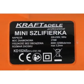 Комплект мини прав шлайф + аксесоари KraftDele KD10245/ 270W