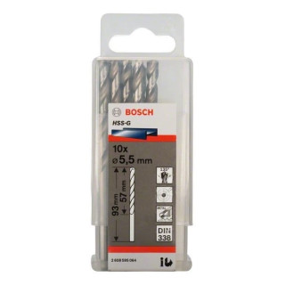 Свредло HSS-G за метал на Bosch 5.5 mm комплект 10 броя Свредло HSS-G за метал на Bosch 5.5 mm комплект 10 броя