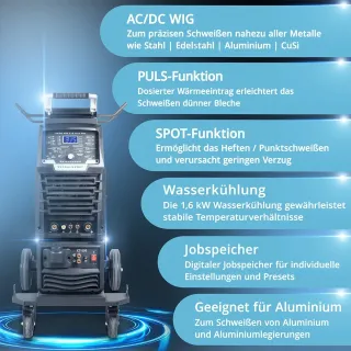 Инверторен заваръчен апарат STAHLWERK AC/DC TIG 315 Puls Pro/ 315А