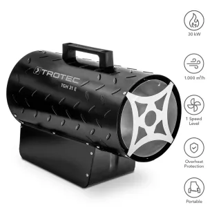 Газов калорифер TROTEC TGH 31 E/ 30kW/ с термостат/ редуцир вентил и маркуч 1.3 м Газов калорифер TROTEC TGH 31 E/ 30kW/ с термостат/ редуцир вентил и маркуч 1.3 м