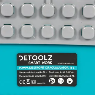 Акумулаторна пръскачка Detoolz DZ-PA1008-S001-G01/ 12V / 8Ah/ 16 л