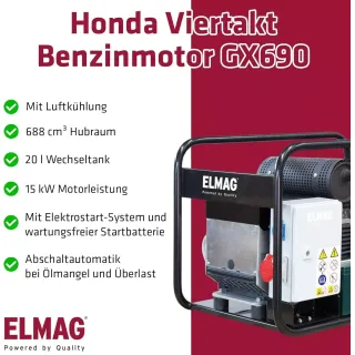 Бензинов генератор ELMAG SEB 16000WDE-AVR/ 400V/16 kVA/ 20 л