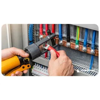 Хидравлична преса за кримпване с 14 матрици POWERMAT PM-ZHDK-6300T/ 12т/ 6-300 мм² Хидравлична преса за кримпване с 14 матрици POWERMAT PM-ZHDK-6300T/ 12т/ 6-300 мм²