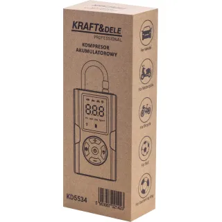 Акумулаторен компресор с LED фенер и дисплей KraftDele KD5534/ 3.7V/ 5Ah