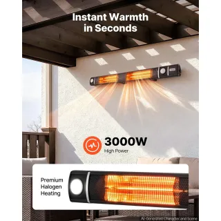 Инфрачервен отоплител с дистанционно VEVOR JHGI-3000LR/ 3kW