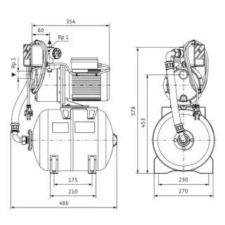 Хидрофорна помпа WILO HWJ 202 X EM/ 550W/ 24 л