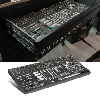 Комплект тресчотка битове и ключове STAHLWERK 6824/ 186 бр.