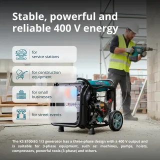 Инверторен генератор газ/бензин KOENNER-SOEHNEN KS 8100iEG 1/3/ 230/400V/ 8.5kW/ 20л