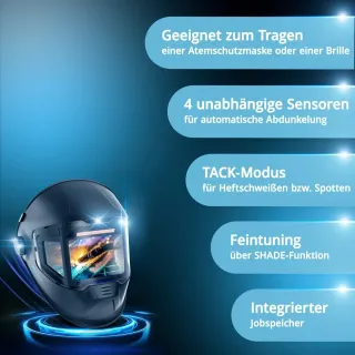 Автоматична заваръчна маска 3 в 1 STAHLWERK SPLIT / DIN 13 Автоматична заваръчна маска 3 в 1 STAHLWERK SPLIT / DIN 13