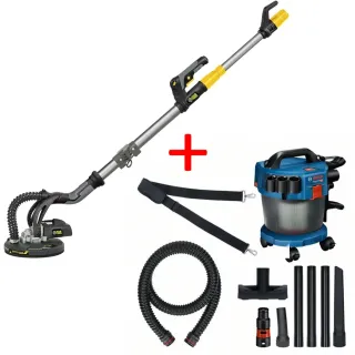 Промо пакет акумулаторна прахосмукачка BOSCH GAS 18V-10 L + Шлайфмашина за стени и тавани FARTOOLS DWS 710E