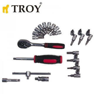 Комплект тресчотка с вложки 1/2 и 1/4 TROY 26100 / 40 части