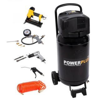 Безмаслен компресор POWER PLUS POWX1751 / 1.1kW, 50 L, 8 bar