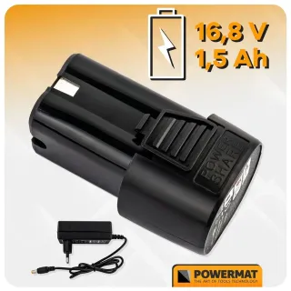 Акумулаторен винтоверт с ударна функция + аксесоари POWERMAT PM-WA-16.8V-1.5M/ 16.8V/ 2x1.5Ah