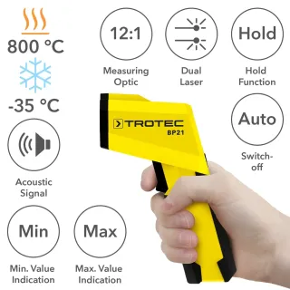 Инфрачервен термометър / пирометър TROTEC BP21