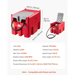Преносим резервоар за дизел и бензин VEVOR YDIES400L-E/ 440 л