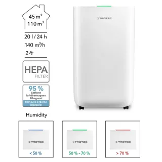 Влагоабсорбатор и пречиствател на въздух Trotec TTK 70 HEPA (Plus)/ 420W/ 20 л/24 ч Влагоабсорбатор и пречиствател на въздух Trotec TTK 70 HEPA (Plus)/ 420W/ 20 л/24 ч