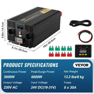 Инверторен преобразовател Vevor TP-3000W/ 3kW Инверторен преобразовател Vevor TP-3000W/ 3kW