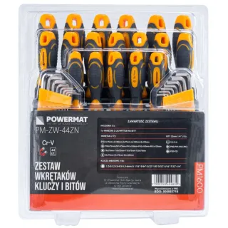 Комплект отвертки, битове и шестограми Powermat PM-ZW-44ZN/ 44 бр. Комплект отвертки, битове и шестограми Powermat PM-ZW-44ZN/ 44 бр.