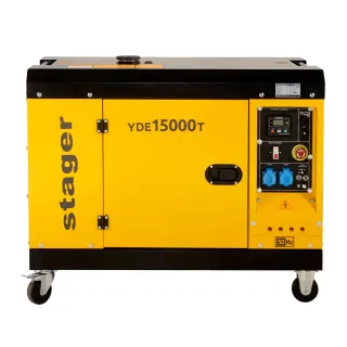 Дизелов звукоизолиращ генератор STAGER YDE15000T, 12kVA, 48A