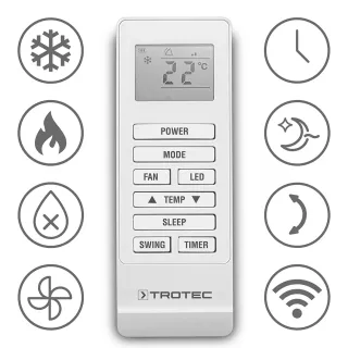 Стенен климатик WiFi TROTEC PAC-W 2650 SH/ с дистанционно/ 1kW/ 2.6kW