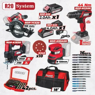 Комплект акумулаторни машини Raider RDP-BXS12 R20/ 20V/ 2Ah/ 4Ah