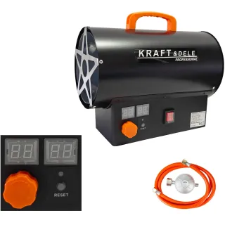 Газов калорифер KraftDele KD11700/ 25kW/ термостат/ LED дисплей/ редуцир вентил и маркуч Газов калорифер KraftDele KD11700/ 25kW/ термостат/ LED дисплей/ редуцир вентил и маркуч