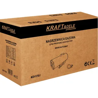 Газов калорифер KraftDele KD11702/ 60 kW/ термостат/ LED дисплей/ редуцир вентил и маркуч Газов калорифер KraftDele KD11702/ 60 kW/ термостат/ LED дисплей/ редуцир вентил и маркуч