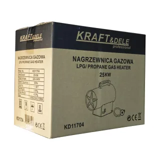 Газов калорифер KraftDele KD11704/ 25 kW/ редуцир вентил и маркуч Газов калорифер KraftDele KD11704/ 25 kW/ редуцир вентил и маркуч