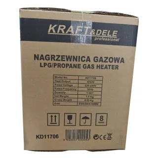Газов калорифер KraftDele KD11706/ 45 kW/ термостат/ LED дисплей/редуцир вентил и маркуч Газов калорифер KraftDele KD11706/ 45 kW/ термостат/ LED дисплей/редуцир вентил и маркуч