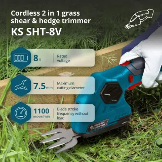 Акумулаторна ножица за трева и жив плет 2 в 1 KOENNER-SOEHNEN KS SHT-8V/ 8V/ 2Ah