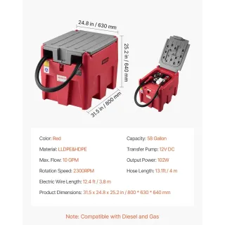 Преносим резервоар за дизел и бензин VEVOR YDIES200L-E/ 220 л