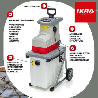Електрическа дробилка за клони IKRA ILH 3200A/ 3200 W