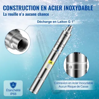 Потопяема помпа за дълбоки кладенци VEVOR 3QGD1-60-0.55/ 550W