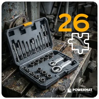 Екстрактори за счупени винтове, гайки и шпилки POWERMAT PM-ZPWN-26T/ 26 бр. Екстрактори за счупени винтове, гайки и шпилки POWERMAT PM-ZPWN-26T/ 26 бр.
