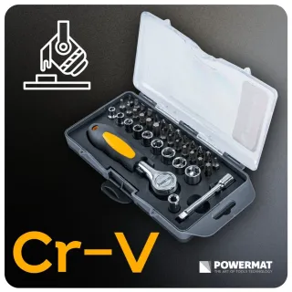 Комплект тресчотка с битове и вложки Powermat PM-ZBN-38ZN/ 38 бр. Комплект тресчотка с битове и вложки Powermat PM-ZBN-38ZN/ 38 бр.