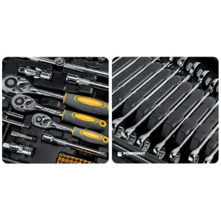 Комплект тресчотки, вложки (гедоре) POWERMAT PM-ZKNB-216SU-PRO/ 216 части 1/2