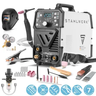 Комбиниран заваръчен апарат 4 в 1 STAHLWERK DC TIG 200 Pulse Pro CUT/ 200A