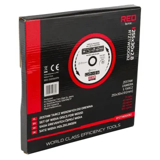 Комплект дискове за дърво RED TECHNIC RTZTWD0082/ 5 бр./ 255 мм Комплект дискове за дърво RED TECHNIC RTZTWD0082/ 5 бр./ 255 мм