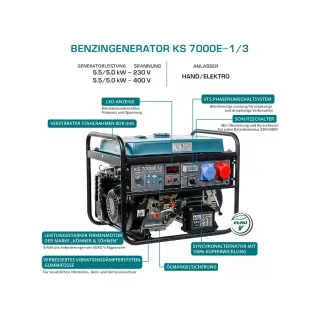 Бензинов генератор за ток KOENNER-SOEHNEN KS 7000E 1/3/ 5.5kW