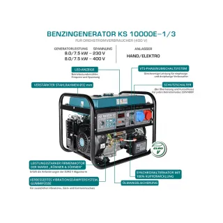 Бензинов генератор за ток KOENNER-SOEHNEN KS 10000E 1/3/ 8.0kW