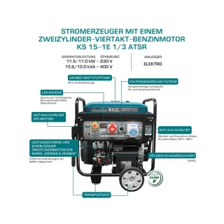 Бензинов генератор KOENNER-SOEHNEN KS 15-1E 1/3 ATSR/ 11.5kW