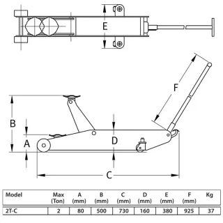 Хидравличен крик тип крокодил COMPAC HYDRAULIK 2T-C/ 2т