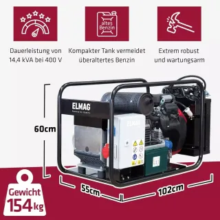 Бензинов генератор ELMAG SEB 16000WDE-AVR/ 400V/16 kVA/ 20 л