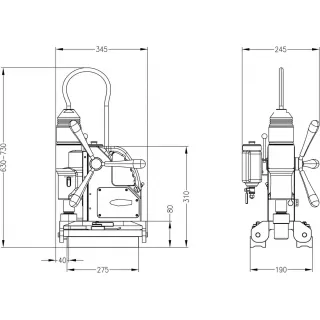 Пневматична магнитна бормашина Euroboor TUBE.55/AIR/ 8 bar