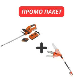 ПРОМО комплект акумулаторни храсторез POWER PLUS POWDPG75320 + кастрачка за клони POWDPG75385