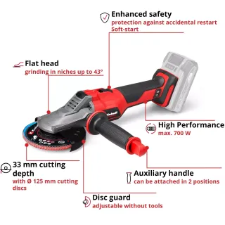 Акумулаторен ъглошлайф Einhell TP-AG 18/125 F Li BL/ 18V