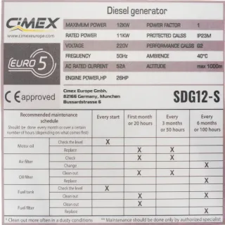 Дизелов монофазен генератор + ATS табло за автоматичен старт CIMEX SDG12-S/ 12 kW