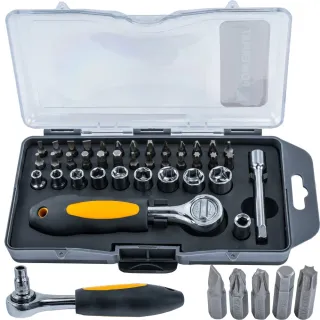 Комплект тресчотка с битове и вложки Powermat PM-ZBN-38ZN/ 38 бр.