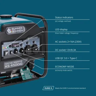 Инверторен генератор газ/бензин KOENNER-SOEHNEN KS 4500iG/ 4.5kW/ 13л Инверторен генератор газ/бензин KOENNER-SOEHNEN KS 4500iG/ 4.5kW/ 13л